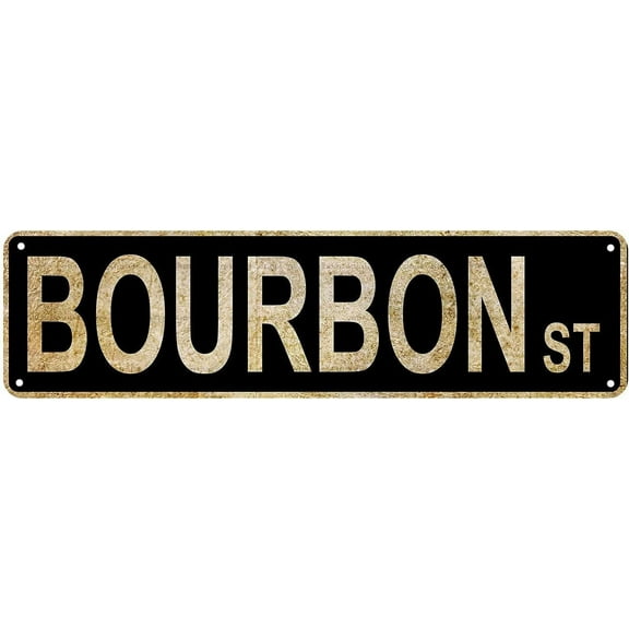 Vintage Bourbon St Street Sign Rustic Metal Tin Sign Home Outdoor Art Wall Decor 4x16 Inch