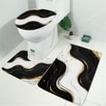 thumbnail image 2 of Black White Gold Marble Pattern Bathroom Rugs Sets 3 Piece,Toilet Cover Set,Absorbent Non Slip Bathroom Mats Sets with U-Shaped Contour Rug Toilet Rug Set, 2 of 5