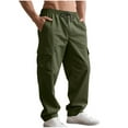 thumbnail image 2 of Qulqfy Men's Baggy Pants Cargo Elastic Waist Green Stretch Chinos Straight Leg Twill Holiday Pants Pants for Men L, 2 of 9