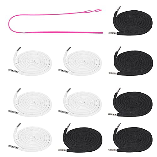 Hoodie String Replacement with Pink Flexible Drawstring Threaders for Pants Sweatpants Hoodies Jackets Shoes 5 Black & 5 White 10 Pieces Drawstring Cords with Easy Threaders