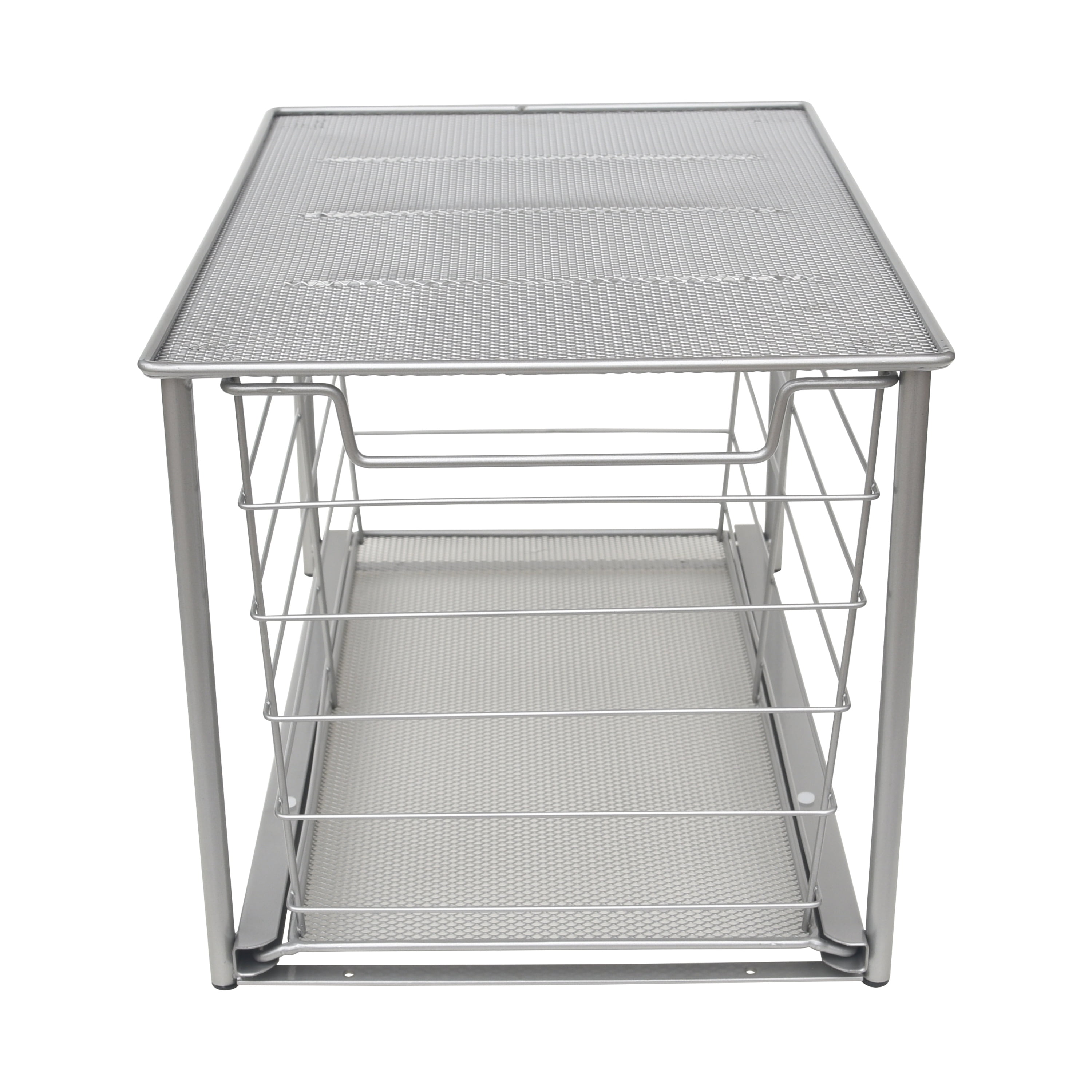 (2 pack) Mainstays Large Stackable Slide-Out Drawer Organizer, Satin Nickel, 15" x 10 " X 9.3"