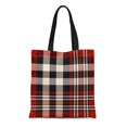 thumbnail image 1 of JSDART Sac Fourre-Tout en Toile Motif Tartan à Carreaux Rayures Rouge Foncé Durable Réutilisable Épaule Courses, 1 of 1