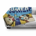 thumbnail image 3 of Beach Saying Soft Flannel Fleece Throw Blanket, Comic Cartoon Illustration of Sunbathing Puppies Dogs Days of Summer Text, Cozy Plush for Indoor and Outdoor Use, 60" x 80", Multicolor, by Ambesonne, 3 of 6