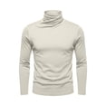 thumbnail image 3 of TKKCS Mens Mock Neck Long Sleeve Shirt Slim Fit Undershirt Soft Stretch Wrinkle Resistant Base Layer Top Beige XL, 3 of 5