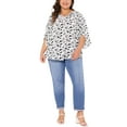 thumbnail image 3 of DARING DIVA Women's Plus 3/4 Sleeve V Neck Chiffon Work Blouse 4X White, 3 of 6
