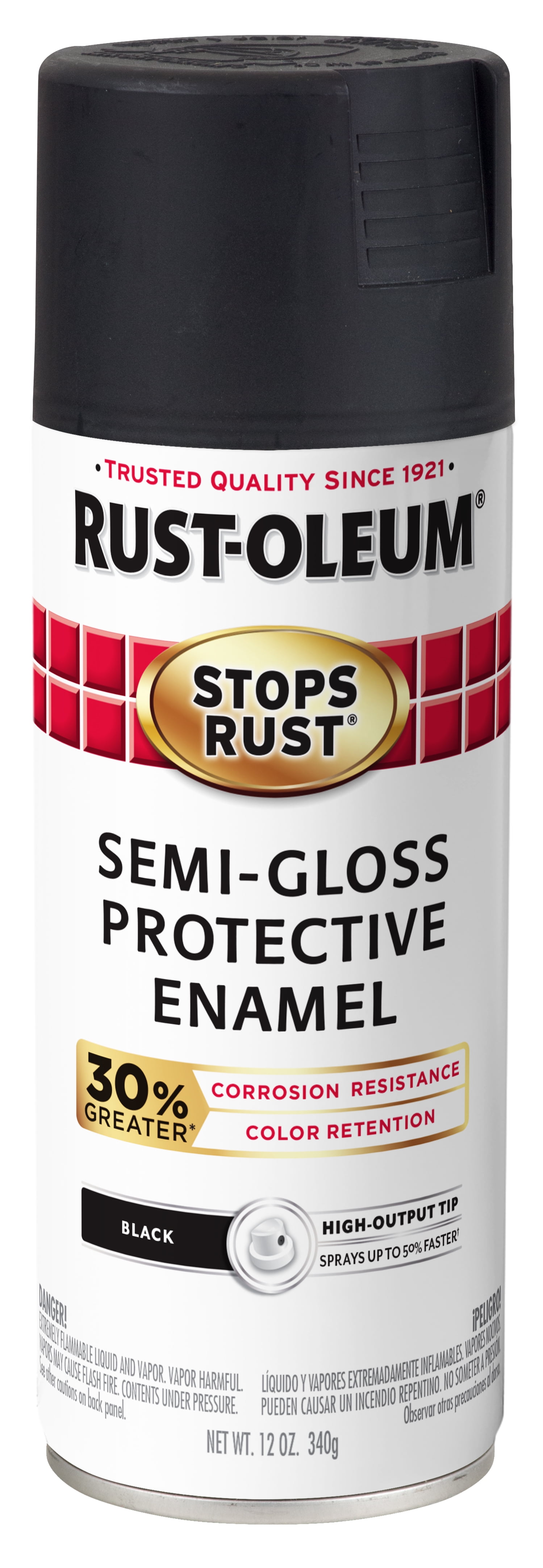 Black, RustOleum Stops Rust Advanced SemiGloss Spray Paint, 12 oz
