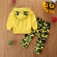 thumbnail image 4 of Vedolay Girls Outfits Girl's 2 Piece Outfits Graphic High Low Hem Tee Shirt and Pants Set,Yellow 6-9 Months, 4 of 5