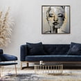 thumbnail image 4 of Cuadro  decorativo moderno para sala o recamara Silueta de Rostro de Mujer con Toques Dorados Tipo Pintura Canvas Moderno Estilo Abstracto Acabado Galería Listo para Colgar Marco Flotante Plateado Maxigráfica Shop  Cuadro Retrato Abstracto, 4 of 9