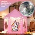 thumbnail image 4 of Princess Tent for Girls, Pink Castle Tent with String Light Indoors Outdoor Foldable Playhouse for Kid Age 3-12 Years, 4 of 8