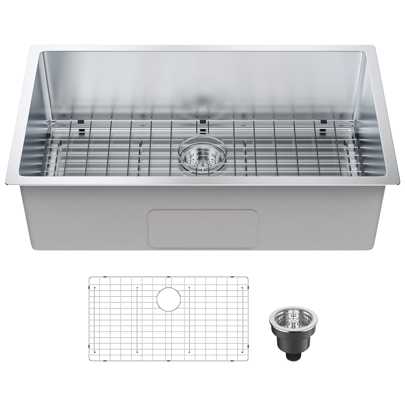 KFFKFF 32" Undermount Kitchen Sink Single Bowl Basin Stainless Steel Kitchen Bar