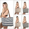 thumbnail image 3 of Yorcoten Large Women Straw Beach Bag , Waterproof Sandproof Handmade Woven Stripe Tote Bags Stitchwork with Zipper for Travel Vacation Picnic Summer Pool Essentials Shoulder Crossbody Handbag Gifts, 3 of 6