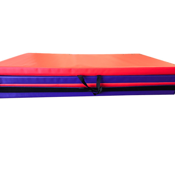 FitMats 4-Fold Purple/Red Exercise Mat - 4ft x 8ft - Thick Comfortable Foam, Easy to Store & Carry - Ideal for Yoga, Pilates, Stretching, & Home Fitness Workouts