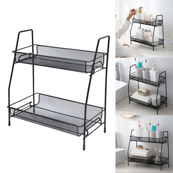 LAMIRO Spice Rack Organizer for Countertop 2 Tier Bathroom Shelf Desktop Makeup Organizer