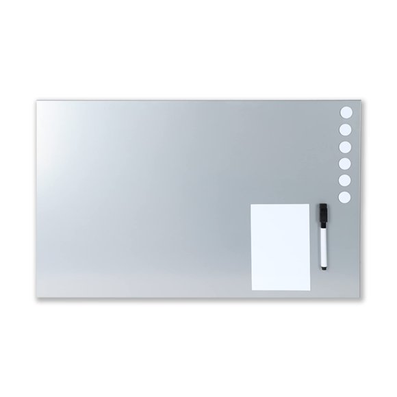 MMF Industries STEELMASTER Magnetic Bulletin Board - 24 x 14 Inches - Silver - Includes 6 Magnets, 4 x 6 Dry Erase Board & Dry Erase Marker - Scratch