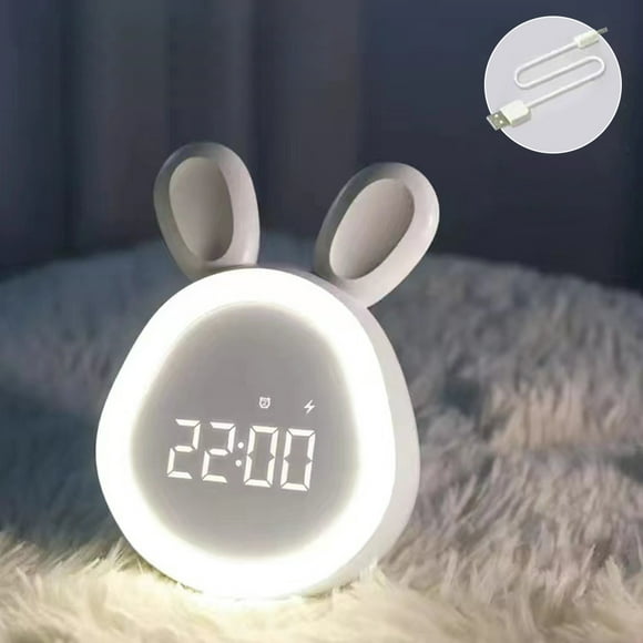 EastVita Kids Cute Rabbit Alarm Clock with Night Light Stepless Dimming LED Digital Alarm Clock for Boys Girls