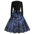 thumbnail image 3 of WTOBBY Women's Fashion Vintage Long Sleeve Round Neck Halloween Printed Party Gown Dress with Elegant Design for Evening Events and Gothic Occasions ,Royal Blue S, 3 of 4