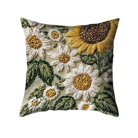 SLYNSHome Spring Throw Pillow Cover 18x18 inch,Wild Flower Plant Pillows Case Seasonal Floral Outdoor Decorative Cushion Covers for Home Sofa Bed Couch