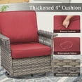 thumbnail image 5 of Lumiinofami 5 Piece Patio Furniture Set, Wicker Outdoor Patio Conversation Swivel Glider Rocker Chairs Set with Ottomans and Storage Side Table for Balcony Deck Garden, Red Cushions, 5 of 10