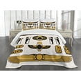 thumbnail image 3 of Ambesonne Egyptian Quilted Bedspread Set 3 Pcs, Mythical, Queen Size, Yellow Black, 3 of 5