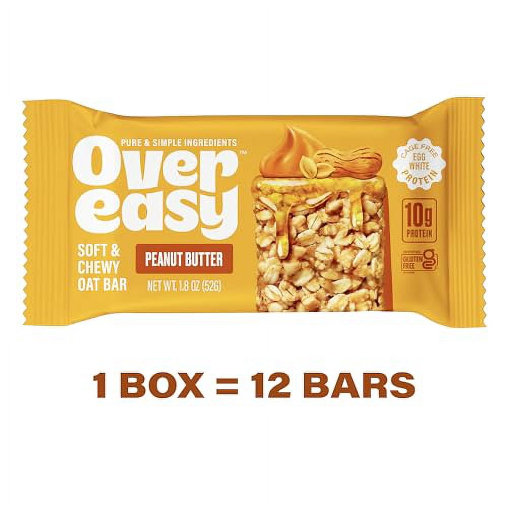 Over Easy Peanut Butter Breakfast Bars | All Natural, Clean Ingredient Protein Bars | Breakfast & Cereal Bars | 12 Protein Snack Bars Gluten Free, Dairy Free, Soy Free