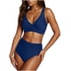 thumbnail image 1 of Trajes de Baño de Mujer de Cintura Alta Cuello en V Vendaje Sólido Ajustamiento Apretado Reunión Traje de Baño Conjunto Dividido, 1 of 6