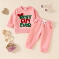 thumbnail image 2 of Caqnni Baby Girl Fall Outfits Color Block Long Sleeve Sweatshirt Pants Girls Sweatsuit Fall Clothes Pajamas & Dailywear Set Fall Winter Outfit，Pink，18-24 Months, 2 of 5