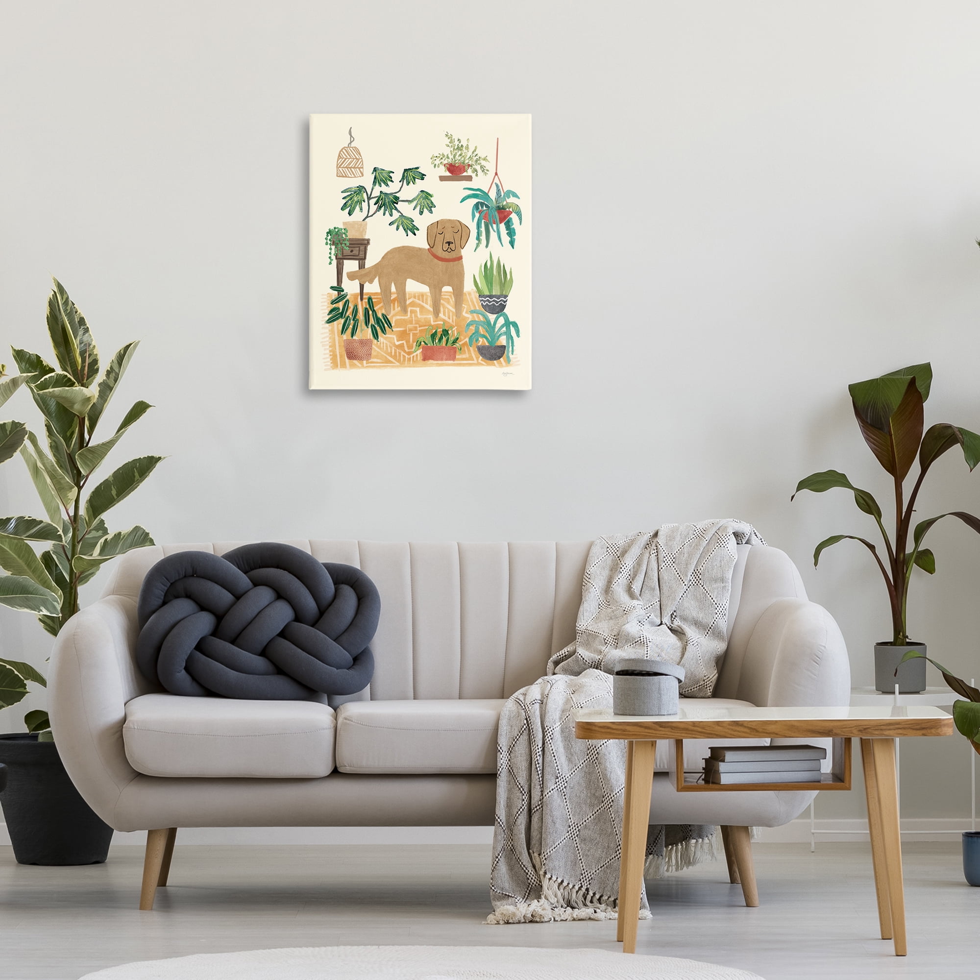 Stupell Industries Labrador with House Plants Animals & Insects Painting Gallery Wrapped Canvas Art Print Wall Art, 24 x 30