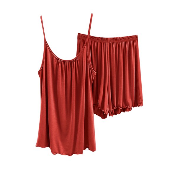 Wlynlyn Pajama Set for Women Spaghetti Strap Tank Top Wide Leg Shorts Casual Loose Comfy Outfits 2 Piece Pjs Sets