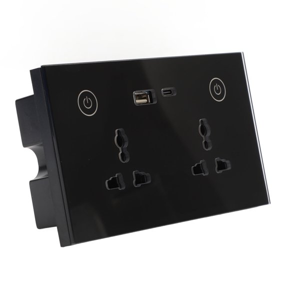 Saluaqui Smart Wall Outlet 2.4G WiFi Touch Light Switch Voice Control Smart Plug with USB and TYPE C Charger Port For Home 95V to 250V