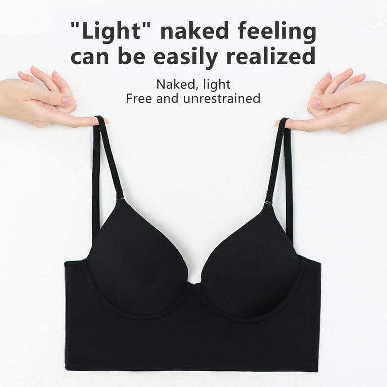 SMOMENT Low Back Bras For Women Sexy Push Up Comfort Deep V Neck