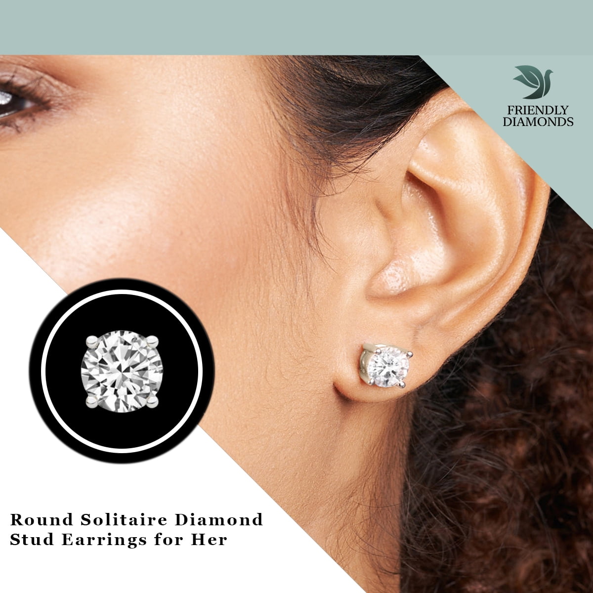 Lab Grown Diamond Stud Earrings 1 Carat– IGI Certified Round Cut, FG-VS Quality, 10K White Gold Stud Earrings for Women