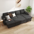 thumbnail image 4 of Convertible Sectional Sleeper Sofa Bed Pull Out Couch U-Shaped with Reversible Chaise for Small Living Room,Apartment,Small Space - Gray, 4 of 10