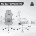 thumbnail image 2 of BISHE Ergonomic Office Chair with Footrest & Adjustable Headrest, Reclining Computer Chair with Customizable Lumbar Support, Breathable Mesh Back & Seat, 360° Swivel Wheels, Gray, 2 of 8