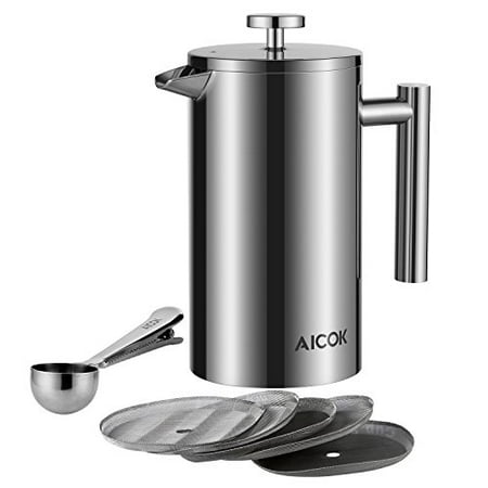 Ai French Press Coffee Maker Stainless Steel Double Wall 8 Cup Ai French Press Coffee Maker Stainless Steel Double Wall 8 Cup Pot