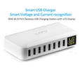 thumbnail image 3 of Ports Smart USB  50W 8A Multi Port USB Hub with LCD Display Fast Charging Wall  Power Adapter with 4ft Long Power Cord, 3 of 7
