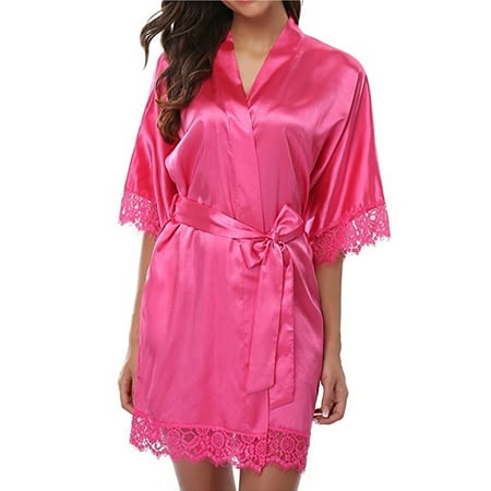 Emmababy Women Silk Lace Robe Dress Babydoll Lingerie Nightdress Nightgown Sleepwea