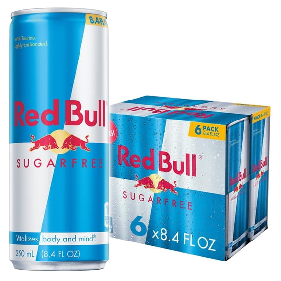 Red Bull Sugarfree Energy Drink, 80mg Caffeine, 8.4 fl oz, Pack of 6 Cans