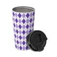 thumbnail image 2 of Fotbe Purple argyle Printed Insulated Travel Coffee Mug Spill Proof Leak Proof Stainless Steel Coffee Tumbler Reusable Coffee Cups with Lids Thermos, 2 of 8