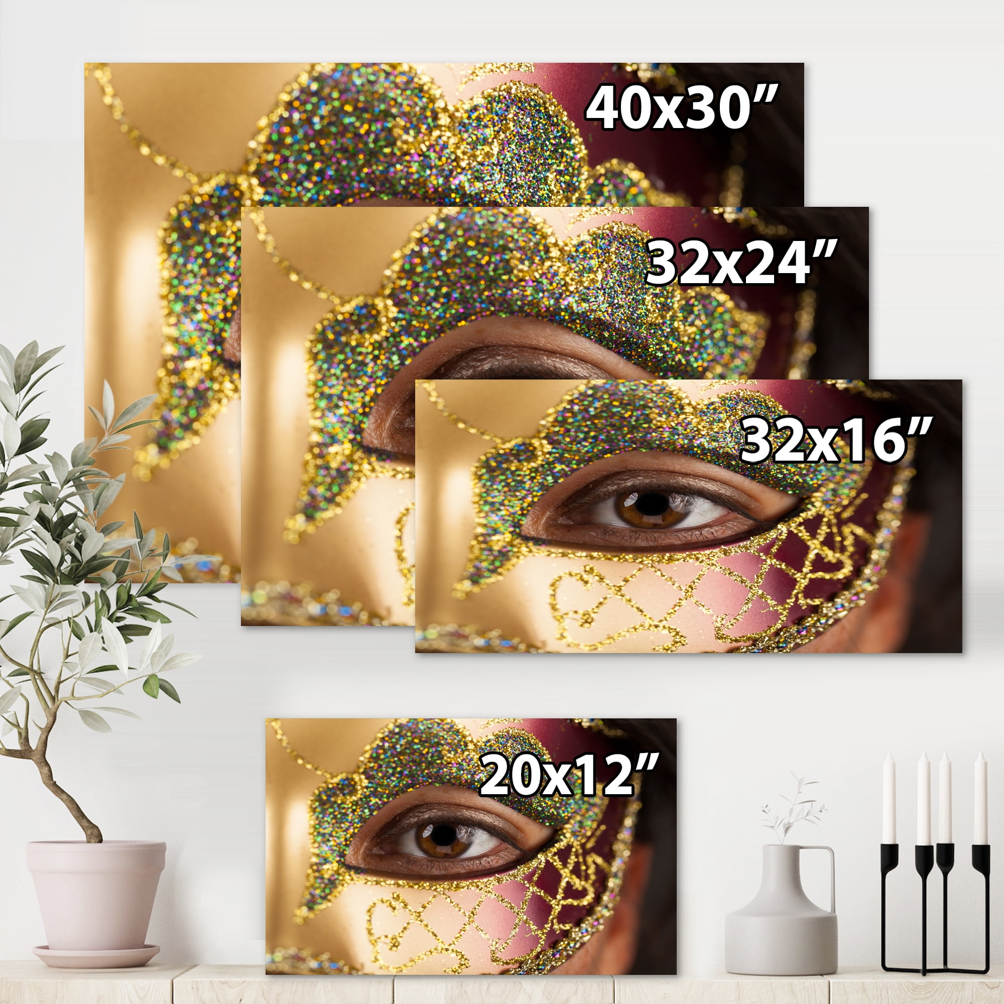 Designart ' Girl With Venetian Mask ' Modern Canvas Wall Art Print