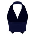 thumbnail image 4 of YUUMIN Women's Halterneck Waistcoat Vest Lapel Collar Blazer Sleeveless Crop Top Navy Blue XXL, 4 of 8