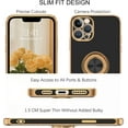 thumbnail image 2 of iPhone 12 Pro Max Case, 12 Pro Max Case, Slim Fit Soft 360° Ring Holder Kickstand Magnetic Car Mount Supported Shockproof Protective Phone Cover for iPhone 12 Pro Max 6.7 Inch, Black/Golden, 2 of 18