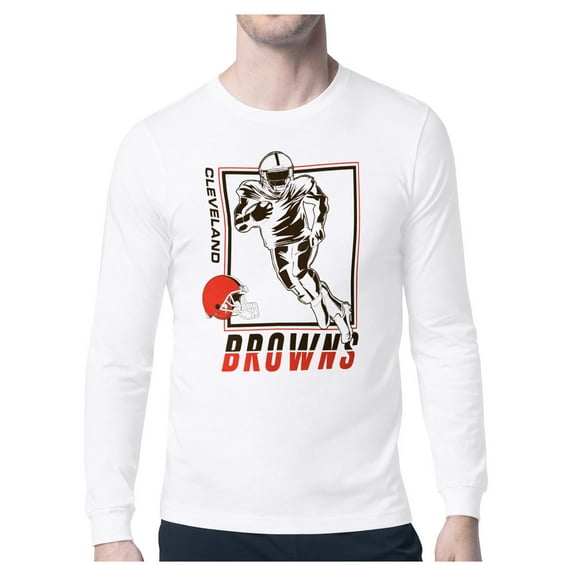 Men's-Starter  White Cleveland Browns Long Sleeve T-Shirt