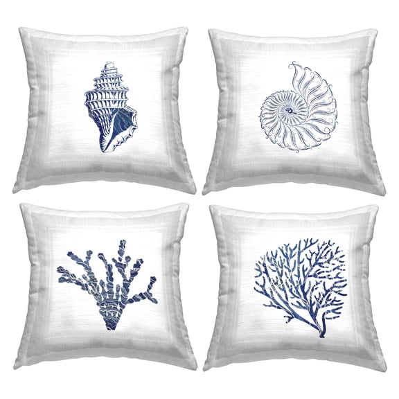 Stupell Industries Aquatic Sea Life Shells Decorative Printed Throw Pillow, 18 x 18