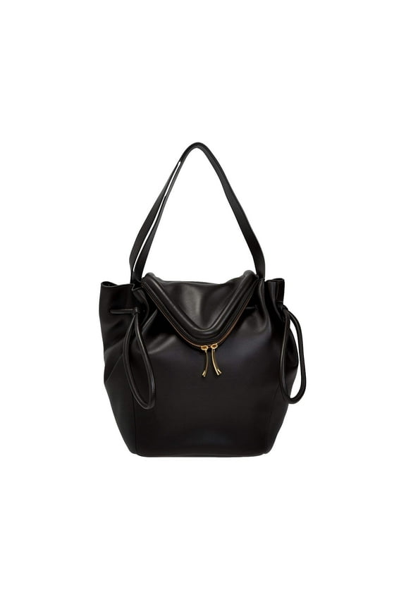 Beak Large Black Calfskin Shoulder Bag 666511