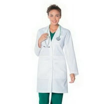 Landau Women's Essential Lab Coats Classic Relaxed Fit Breathable Fade Resistant 5 Pockets Button Full-Length Notebook Lab Coat Scrub, Style 3165
