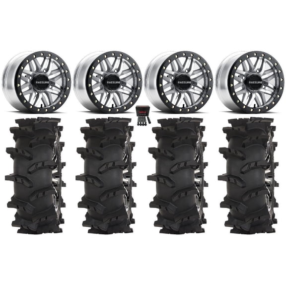 Raceline Ryno Bdlk 15" Wheels Mh 33" Outlaw Max Tires Can-Am Commander Maverick Renegade Outlander Defender