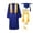 Style1-Blue girls summer outfits, variant on 4 Pieces Girls Graduation Gown and Cap Set 2026 with Honor Cord and Stole, Solid Color Long Sleeve Academic Outfit for Preschool Elementary High School Ceremony 5-22 Years