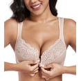 thumbnail image 6 of Exerin Women's Plus Size Front Closure U-Back Underwire Wide Strap Everyday Bra(Beige,36D), 6 of 6