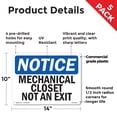 thumbnail image 2 of Mechanical Closet Not An Exit OSHA Notice Rigid Plastic Sign 14 Inch x 10 Inch - 5 Pack, 2 of 8