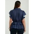 thumbnail image 2 of June + Vie Women's Plus Size Mockneck Ruffle Blouse, 2 of 5